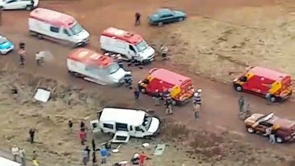 Imagens aéreas mostram local de acidente na BR-467, em Sede Alvorada