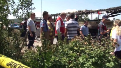 Balıkesir'de yolcu otobüsü böyle yandı