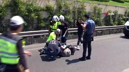 15 Temmuz Şehitler Köprüsü girişinde motosiklet kazası