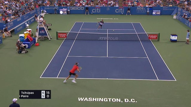 Tsitsipas bt Paire (7-5 6-0)