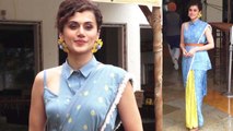 Taapsee Pannu opts for an Indo-western look at Mission Mangal promotion | FilmiBeat