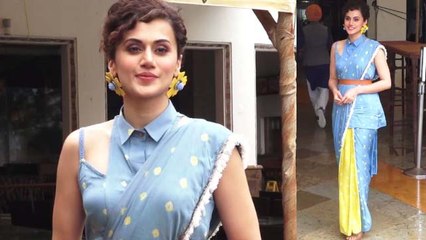 Taapsee Pannu opts for an Indo-western look at Mission Mangal promotion | FilmiBeat