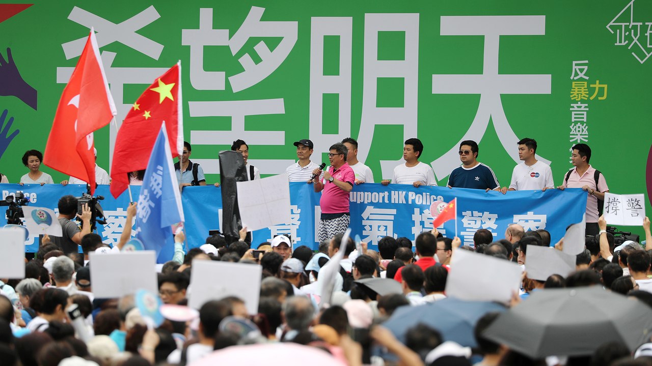 Thousands rally to denounce violence and support Hong Kong police as they urge protesters to ‘give peace a chance’