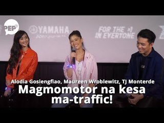 TJ Monterde, Maureen Wroblewitz, Alodia Gosiengfiao plan to commute around the city on motorcycles
