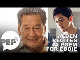 Watch: Alden Richards, nag-alay ng tula sa burol ni Eddie Garcia