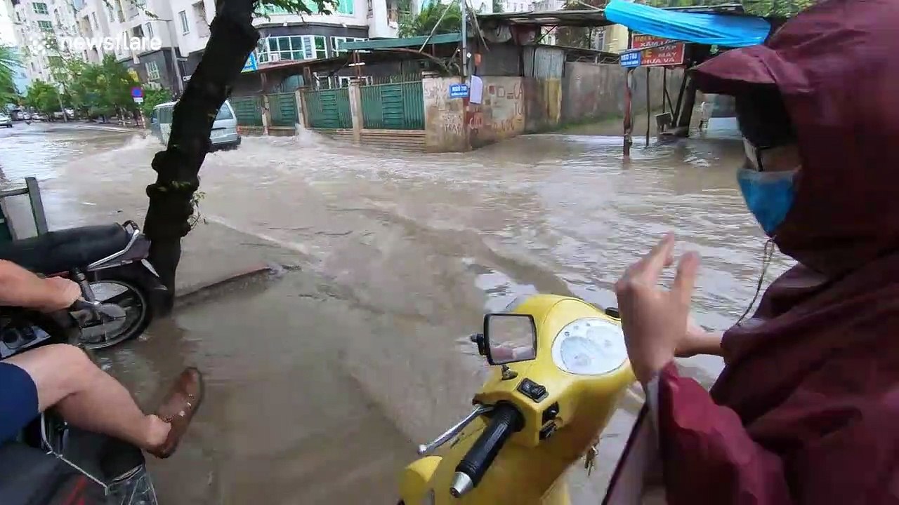 Rains from Tyhphoon Wipha flood Hanoi, Vietnam