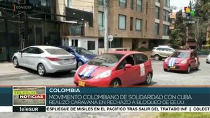 Colombia: En apoyo a Cuba, realizan caravana para rechazar bloqueo