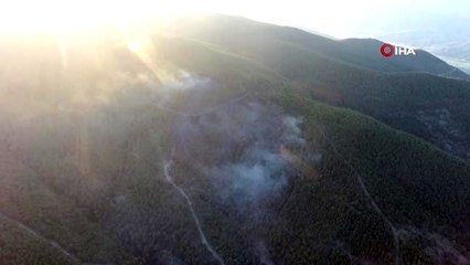 Sinop'taki orman yangını havadan görüntülendi
