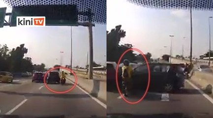 4 penunggang motosikal melambung rempuh kereta