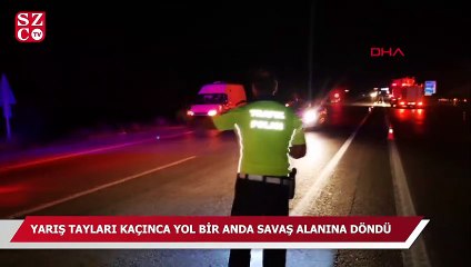 Download Video: Yarış tayları kaçınca yol bir anda savaş alanına döndü