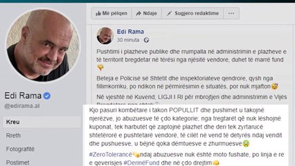 “NË VJESHTË LIGJI I RI”, RAMA PARALAJMËRON ATA QË ZAPTOJNË PLAZHET