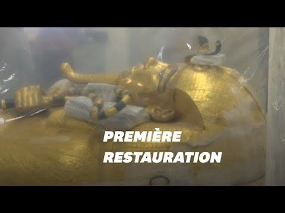 L’Égypte dévoile des images d’un sarcophage de Toutânkhamon en restauration