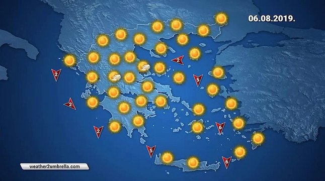 Η πρόγνωση του καιρού για την Τρίτη 6-8-2019