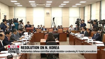 Download Video: Parliamentary defense committee adopts resolution condemning N. Korea's provocations