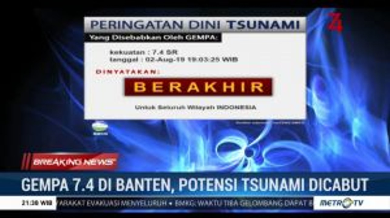 Peringatan Dini Tsunami Banten Berakhir