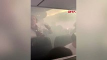DHA DIŞ ' Yolcu uçağında korku dolu anlar' Kabini dumanla dolan uçak acil iniş yaptı