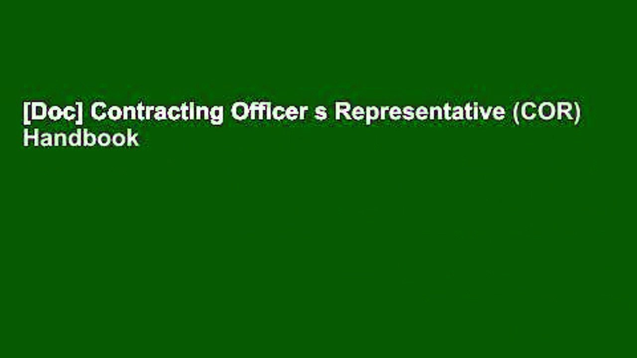 [Doc] Contracting Officer s Representative (COR) Handbook