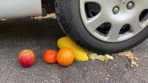 Crushing Crunchy & Soft Things by Car! - EXPERIMENT  FRUITS VS CAR