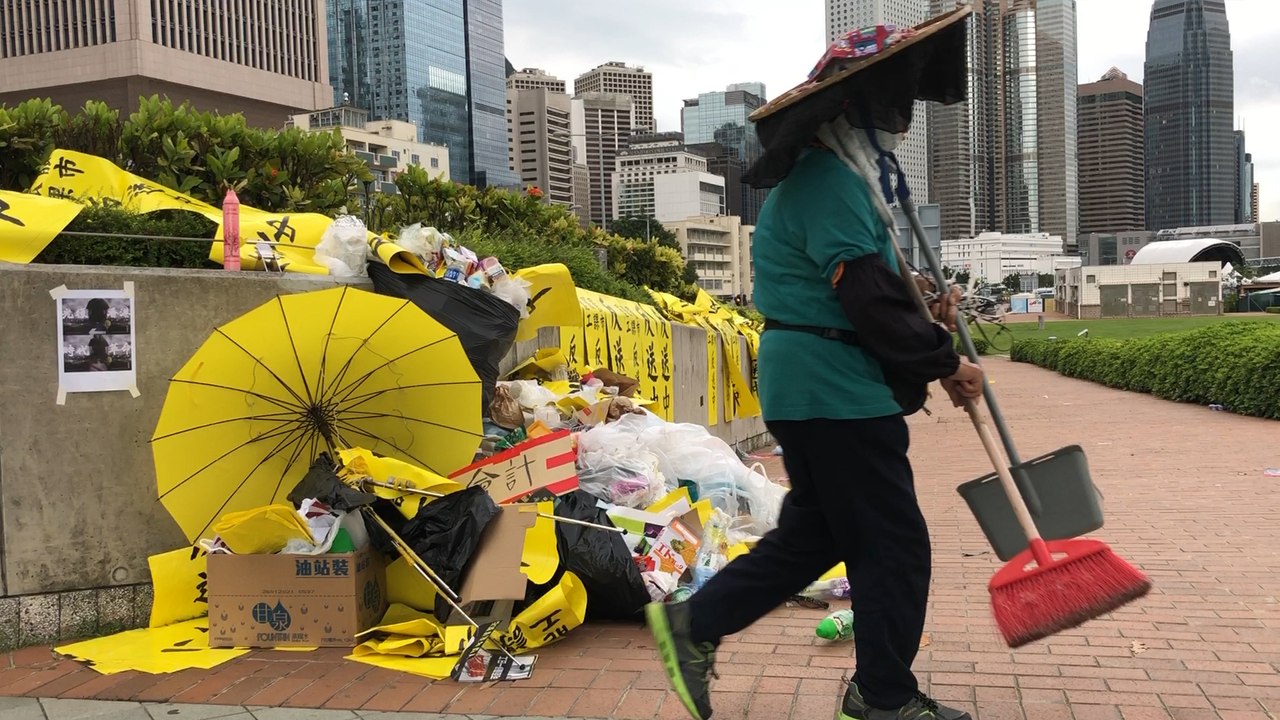 Hong Kong cleans up after a citywide rampage with clashes between police and anti-government protesters