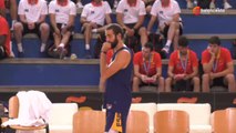 Los campeones de Europa sub 18 de baloncesto visitan el entrenamiento de la absoluta