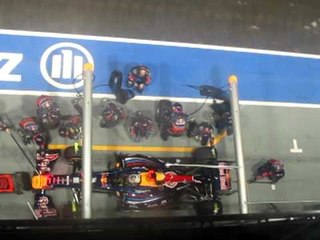 Red Bull Racing's pit crew in action