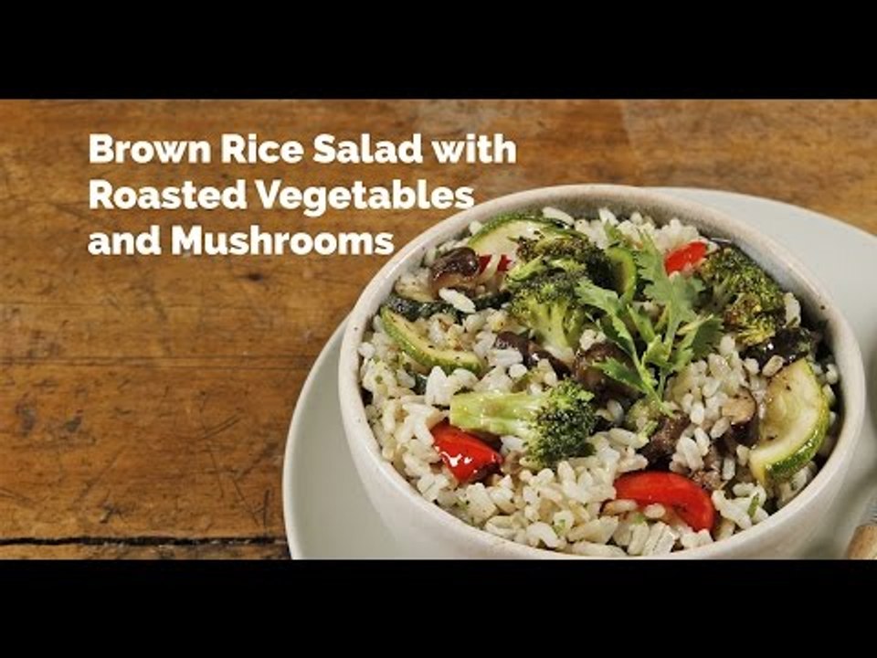 Brown Rice Salad with Roasted Vegetables and Mushrooms