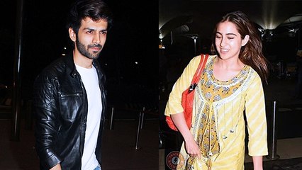 Kartik Aaryan Hugs Sara Ali Khan At Lucknow Airport