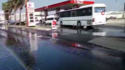 Mazot tankeri devrildi, 8 ton mazot yola döküldü