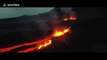 Boiling lava gushes out from erupting volcano on Reunion island