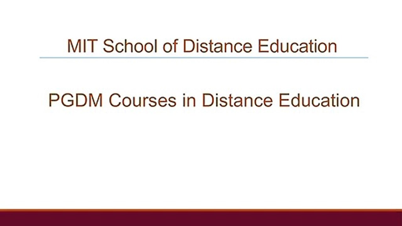PGDM Courses in Distance Education - MIT School of Distance Education