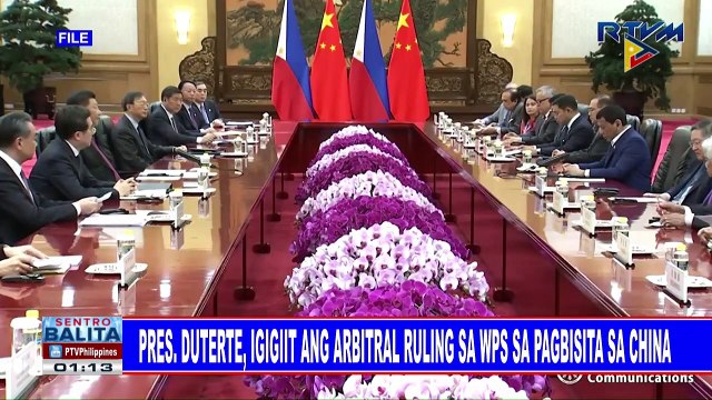 Pangulong #Duterte, igigiit ang arbitral ruling sa WPS sa kanyang pagbisita sa China