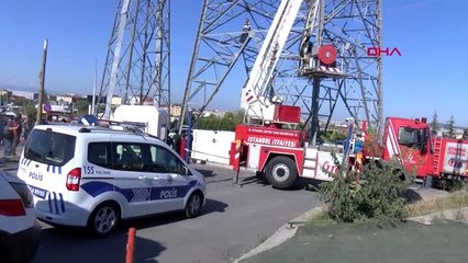İSTANBUL-TUZLA'DA YÜKSEK GERİLİM HATTI DİREĞİNDE İNTİHAR GİRİŞİMİ