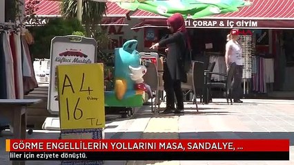 GÖRME ENGELLİLERİN YOLLARINI MASA, SANDALYE, BETON SAKSI, ARAÇLARLA İŞGAL ETTİLER