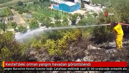 Kestel'deki orman yangını havadan görüntülendi