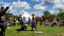 'Knight' in Shining Armor Proposes To Girlfriend After Challenging Her To a Medieval Sword Fight at Fair