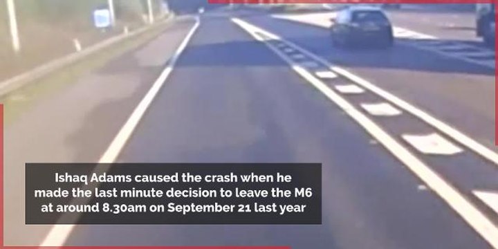 SWNS - Shocking dashcam footage shows 21-year-old driver ploughing into another car after missing his junction