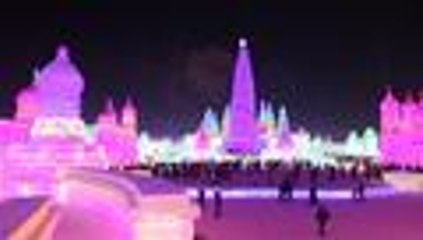 Inauguran el festival de Hielo de Harbin, famoso por sus colosales  estatuas