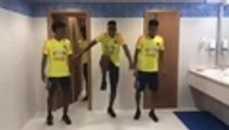 El baile de Yerry Mina, Juan Guillermo Cuadrado y Johan Mojica en la concentración de Colombia