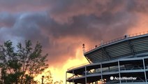 Storm clouds warn of a dreary night at Beaver Stadium