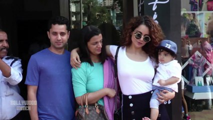 Kangana Ranaut Spotted With Her Nephew And Sister Post Lunch At Bastian Restaurant In Bandra