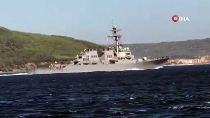 Amerikan savaş gemisi Çanakkale boğazından geçerken görüntülendi