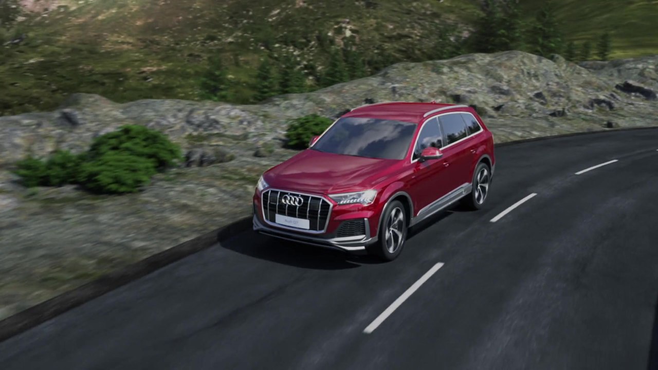 Audi Q7 Air suspension with electromechanical active roll stabilization Animation