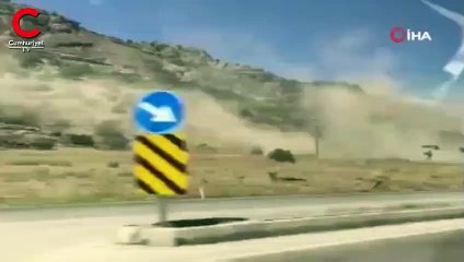 Deprem anında sarı toz bulutu böyle yükseldi