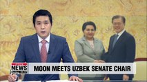 Pres. Moon meets first female chairperson of Uzbek Senate