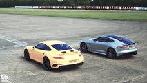Jaguar F-Type SVR vs Porsche 911 Turbo- everyday supercar drag race