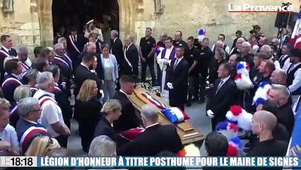 Obsèques du maire de Signes : Jacqueline Gourault remet la légion d'honneur à Jean-Mathieu Michel