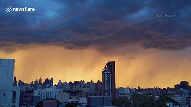 Stormy skies make for stunning sunset over Manhattan