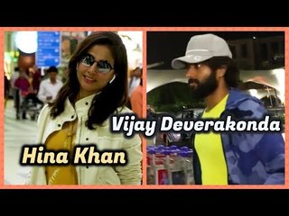 Telugu superstar Vijay Deverakonda & TV Actress Hina Khan spotted at Mumbai airport