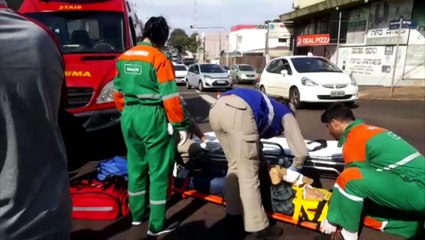 Idoso fica ferido em acidente na Rua São Paulo, no Centro