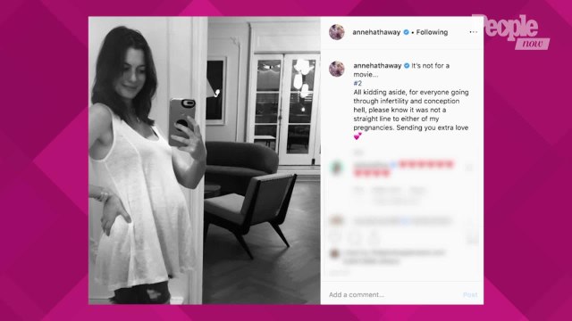 Anne Hathaway Debuts Baby Bump in Fuchsia Pink Cut-Out Dress on Red Carpet at Broadway Opening